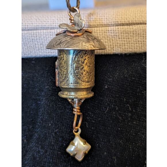 Tri-Metal Federal Gap 45 Ammo Butterfly Birdhouse Pendant on 925 & Crystal Chain - Picture 2 of 9